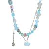 Collier Choker Fleur en Éclats d'Aquamarine Bleue d'Été - Collier Clavicule Haut de Gamme pour Femme