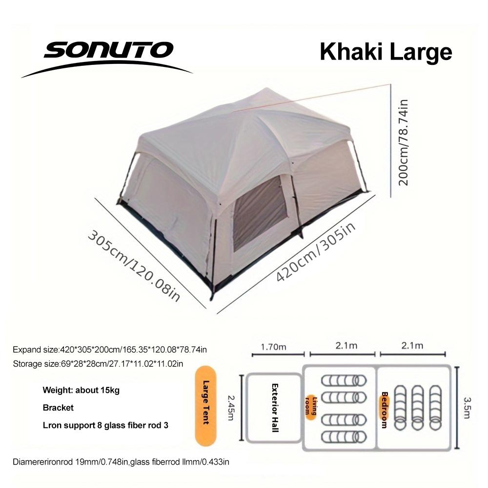 Sonuto Tent Outdoor Camping Overnight Two-bedroom Portable Thickened Field Awning Camping Equipment Family Gathering