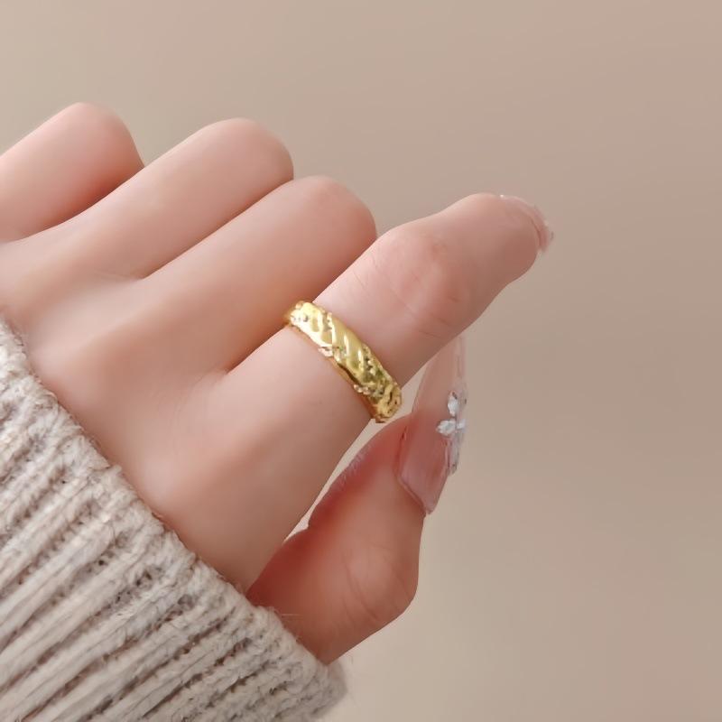 Korean Flower Design High-End Gold-Plated Ring