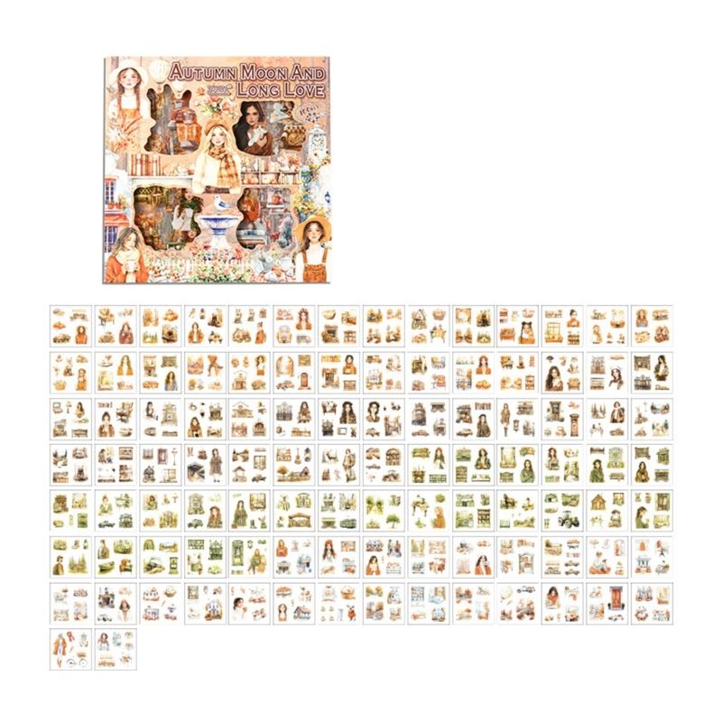 Seasonal Flower PET Sticker Aesthetic Sticker for Scrapbooking Notebook Journal Water Bottle Laptop Skateboard Packaging