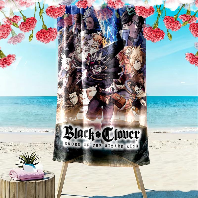 Anime Black Clover Print Beach Towel, Large Soft Quick Dry Towel for Beach Camping Swimming