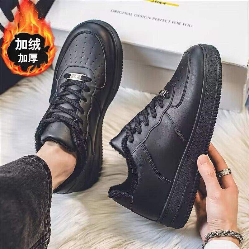 Pánské zimní sametové teplé bavlněné boty všestranné ležérní bílé plátěnky kožený povrch nepromokavé sportovní zvyšující malé bílé trendy boty