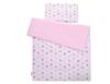 Double-sided 2-piece cotton children's bedding set - gray and pink stars