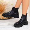 New Leather Platform Chelsea Boots Women Fashion Slip On Ankle Boots Non Slip Thick Sole Short Booties Mujer Plus Size 42