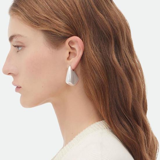 1 Pair Chunky Earrings for Women, Polished Geometric Dangle Earrings, Large Statement Jewelry Accessories