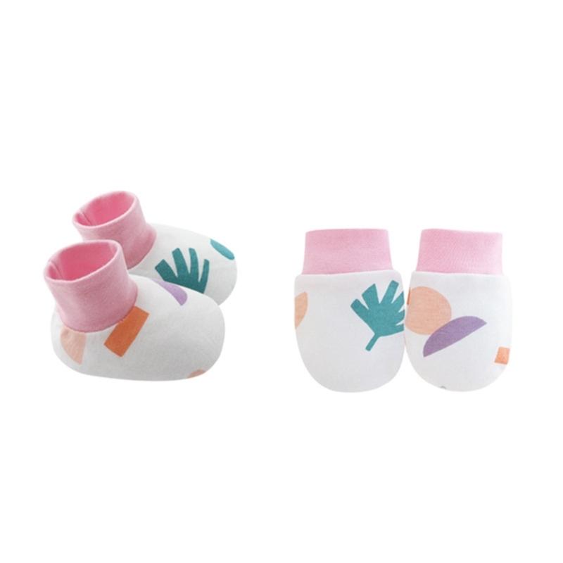 No Scratch Mittens Socks Set Toddler Mitts Baby Mittens Cotton Gloves Footwear Baby Breathable Gloves for Boys Girls