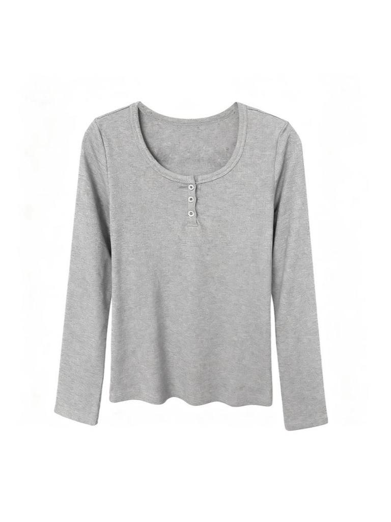 Women's Slimming Long Sleeve Round Neck T-Shirt - New 2025 Spring/Autumn Versatile Base Shirt