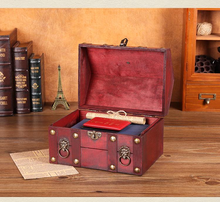 Wooden House-Shaped Lockable Storage Box for Film Props & Jewelry