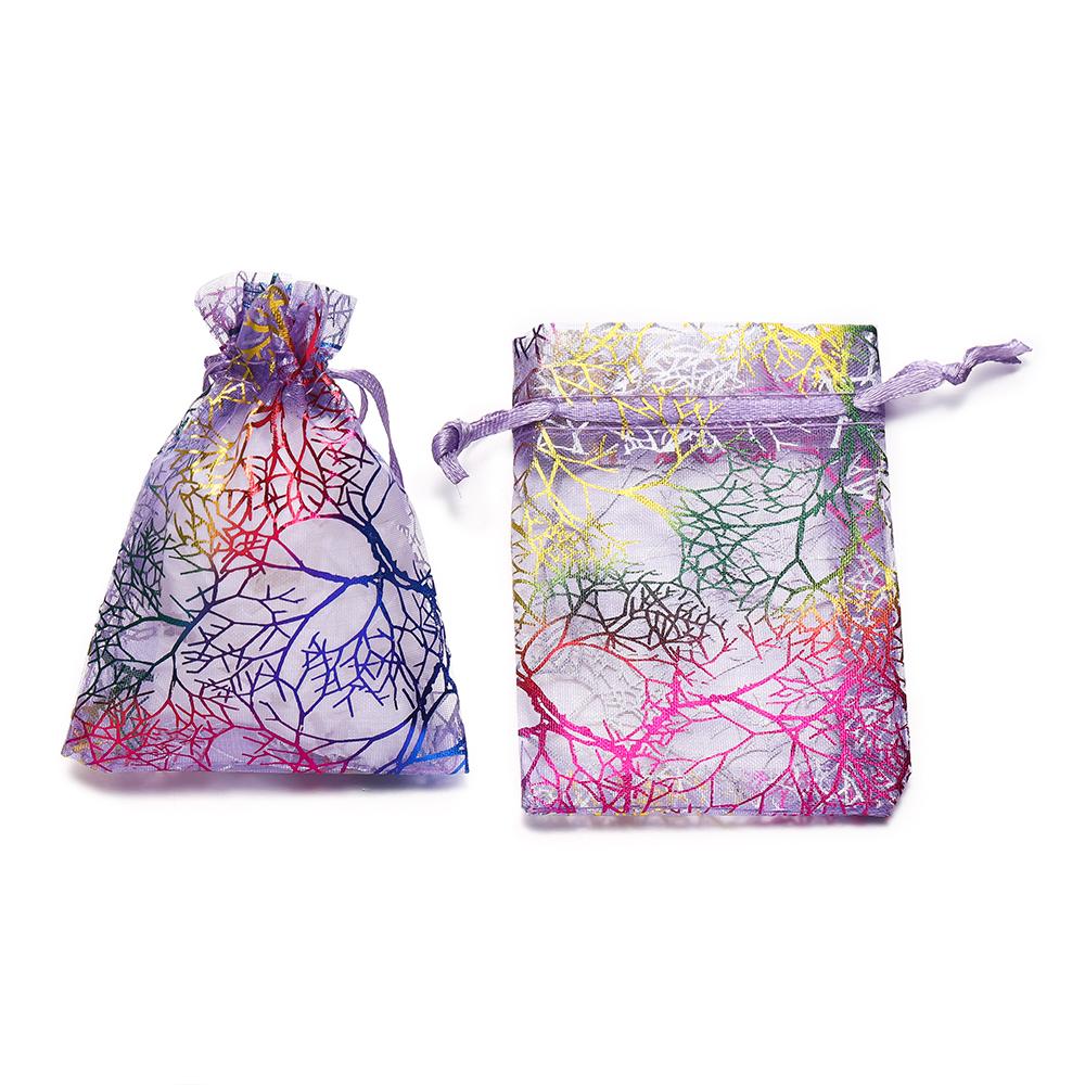 20pcs/Lot Colorful Branch Drawstring Organization Bags DIY Jewelry Making Packaging Bags Candy Wedding Party Bags Gifts Pouches