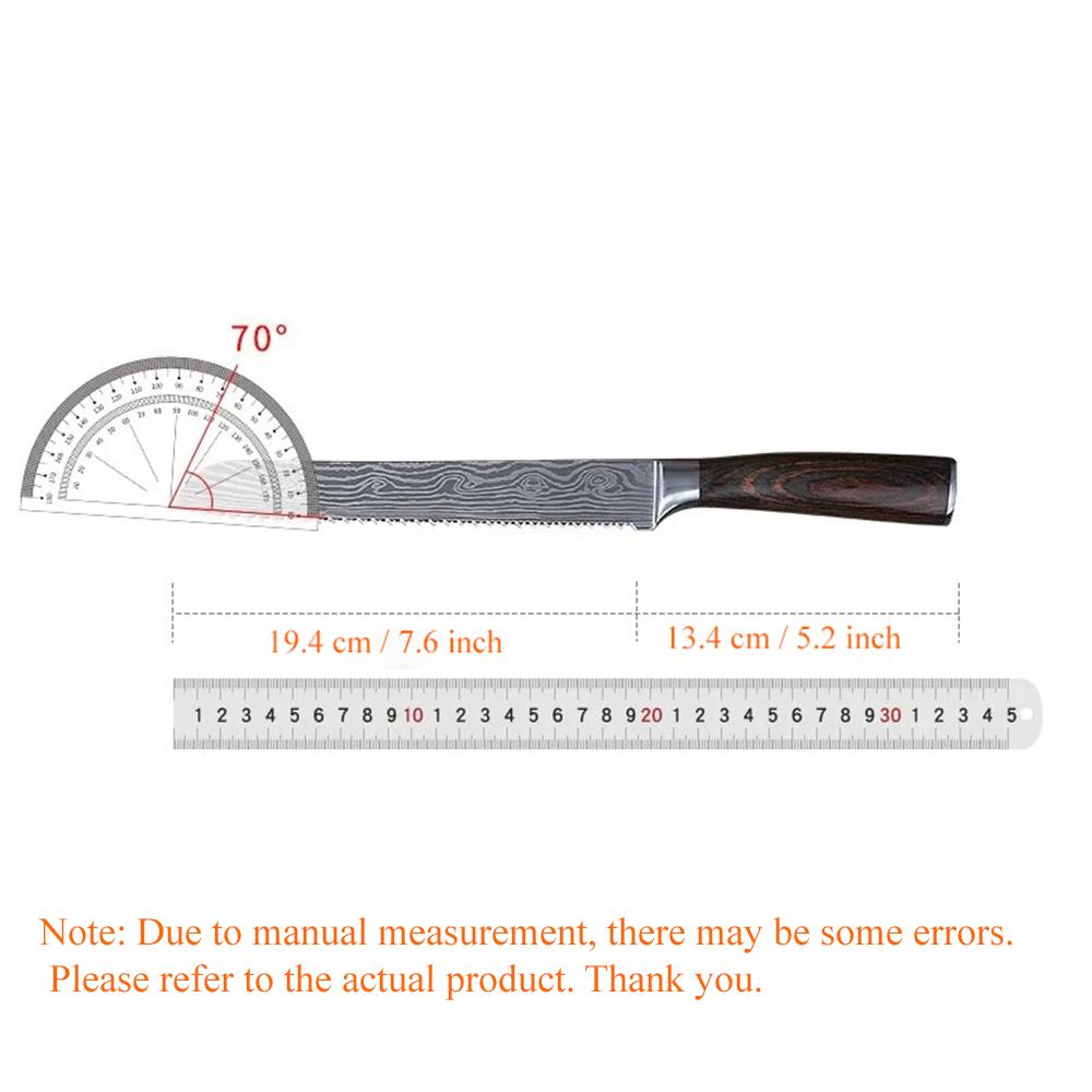 Profesional Bread Knife Kitchen Damascus Pattern Serrated Chef Slicing Food Knife Bread Cheese Cake Knife Kitchen Knife Tools