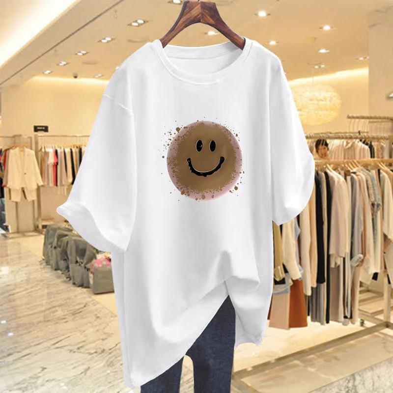 

Pure cotton short-sleeved T-shirt women s Japanese loose large size summer short-sleeved top sports daily bottoming shirt S