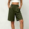 Women Casual Loose Fit Wide Leg Bermuda Shorts with Pockets Mid Length Street Style Five Point Pants Comfortable Everyday Wear