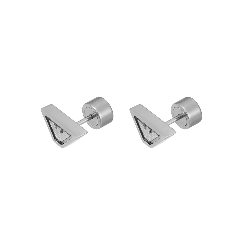 Emporio Armani Silver Stainless Steel One Stainless No Jewels Men's Earrings, EGS3130040, Size, Steel,