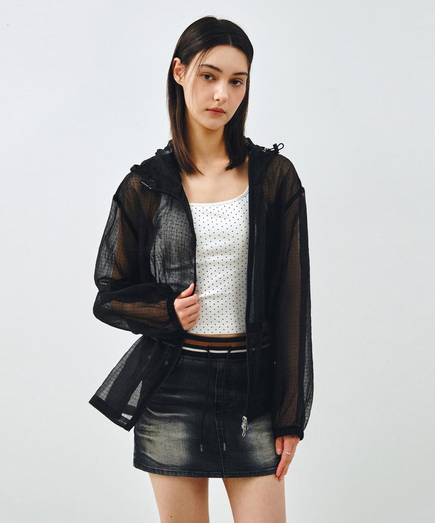 Mongdol Flare Hooded Windbreaker Black Mdjp027Black