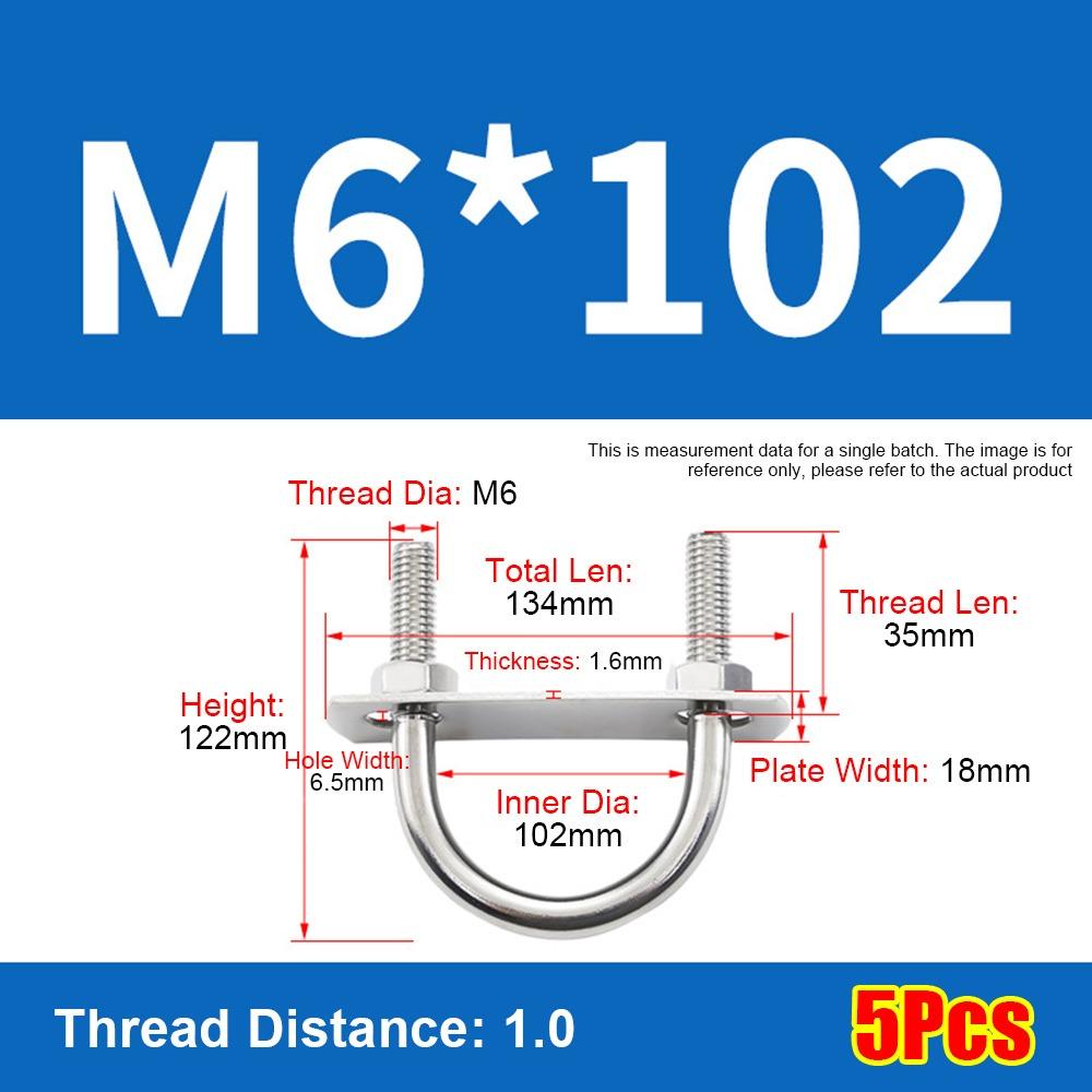 1Set Screws M6 Round Tube Clamp 304 Stainless Steel Right Angle U-bolt Round Bolt  for Round Tube