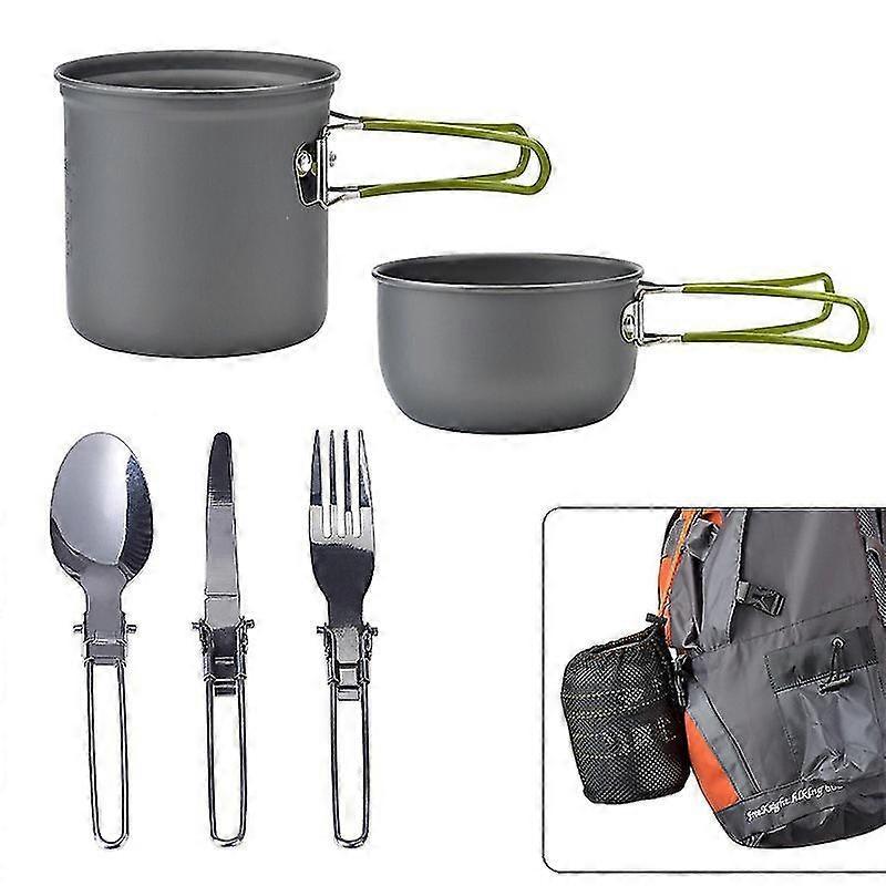 Camping Cookware Sets, Aluminium Camping Pans, Outdoor Cookware With Foldable Cutlery, Camping Cutlery For 2 People, Camping Cutlery For Hiking, Fishi