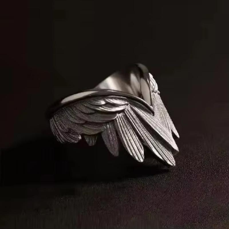 Retro Angel Wings Ring For Women Silver Color Punk Gothic Adjustable Open Ring Jewelry Accessories Gift