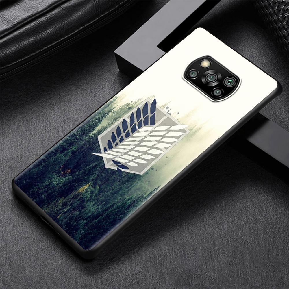Attack On Titan Cartoon Case for Xiaomi Poco X3 NFC M3 M4 Pocophone F1 F3 Redmi Note 9s 9 8 10 Pro Black Soft Phone Cover Coque