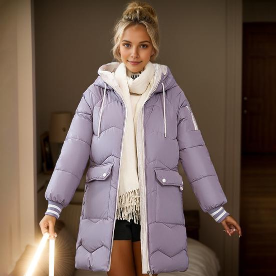 Piumino invernale imbottito e spesso, cappuccio in peluche, grandi tasche, lunghezza media, antivento, maniche lunghe, mantenimento del calore, caldo capospalla quotidiano, giacca in cotone
