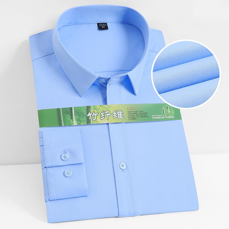 Quality Anti-Wrinkle Men Shirt Long Sleeves Dress Shirts For Men Slim Fit Camisa Social Business Blouse White Office Shirt S-4XL