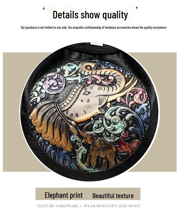 Jixiang 2024 Trendy batoh z ovčí kůže s vyšívaným potiskem v národním stylu pro studentky