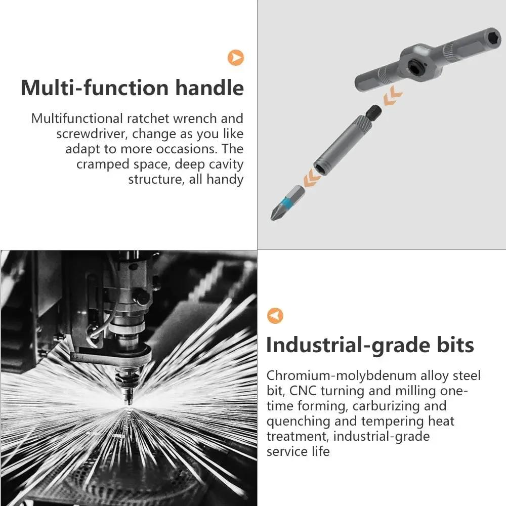 Precision Ratchet Screwdriver Set, 24 in 1 S2 Magnetic Screwdriver Bit Set,Home Repair Tool Kit with Detachable T Ratchet Handle