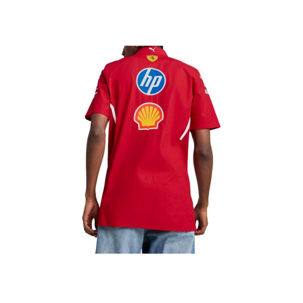 Puma Logo Letter Short Sleeve Shirt Men Shirts Deep-Cherry 763943-01