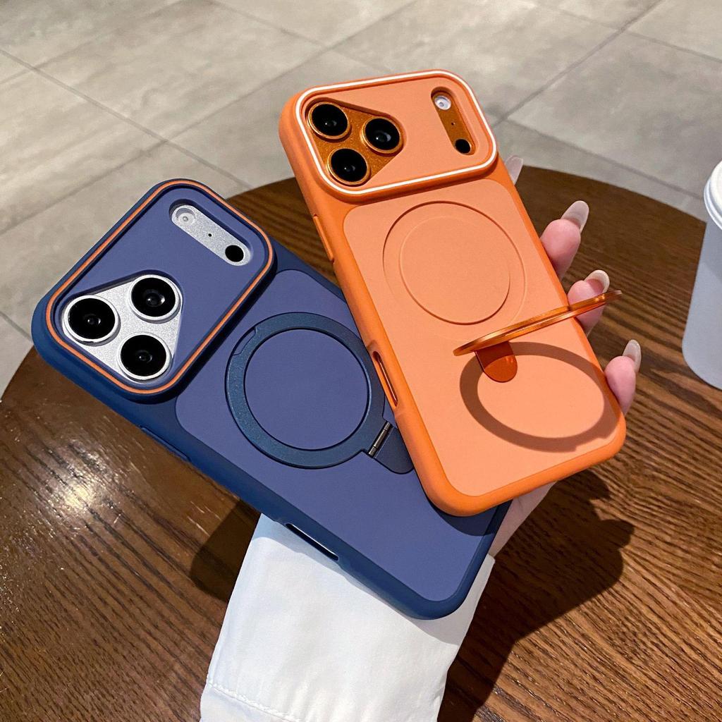 Apple 17 Pro Max Skin-Feel Magnetic Phone Case: Drop-Proof iPhone 16 Large Window Protection