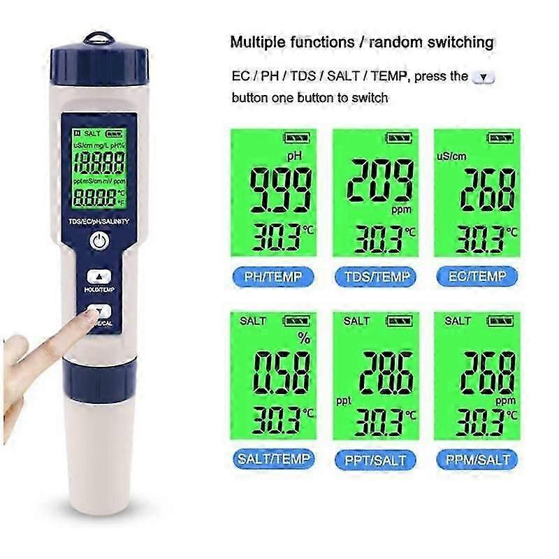 2026 NEW Pool Salt Tester, Digital Salinity Meter, High Accuracy 5 In 1 Salinity Tester for Salt Water,IP67