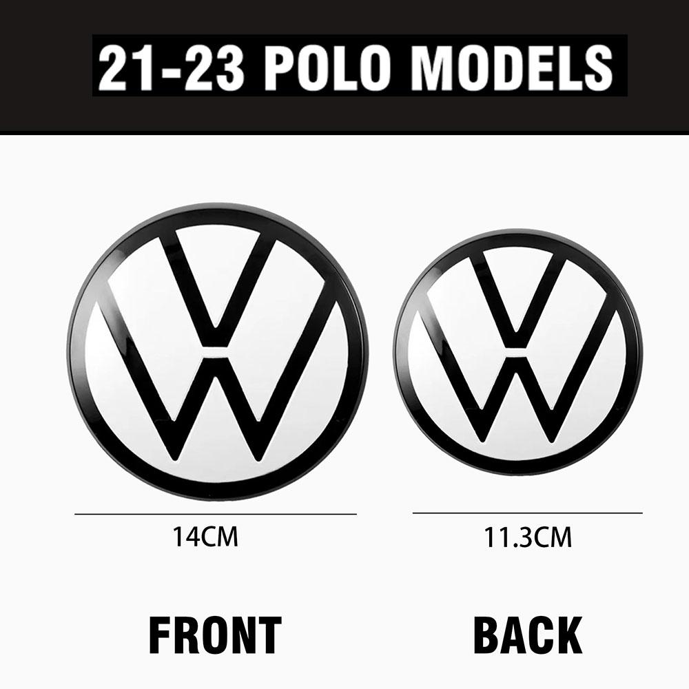 1set Car Front Grill Badges Rear Trunk Emblem Lid Covers Logo Sticker Black White Center Cover For VW POLO 13-16 17-20 21-23 Ph6