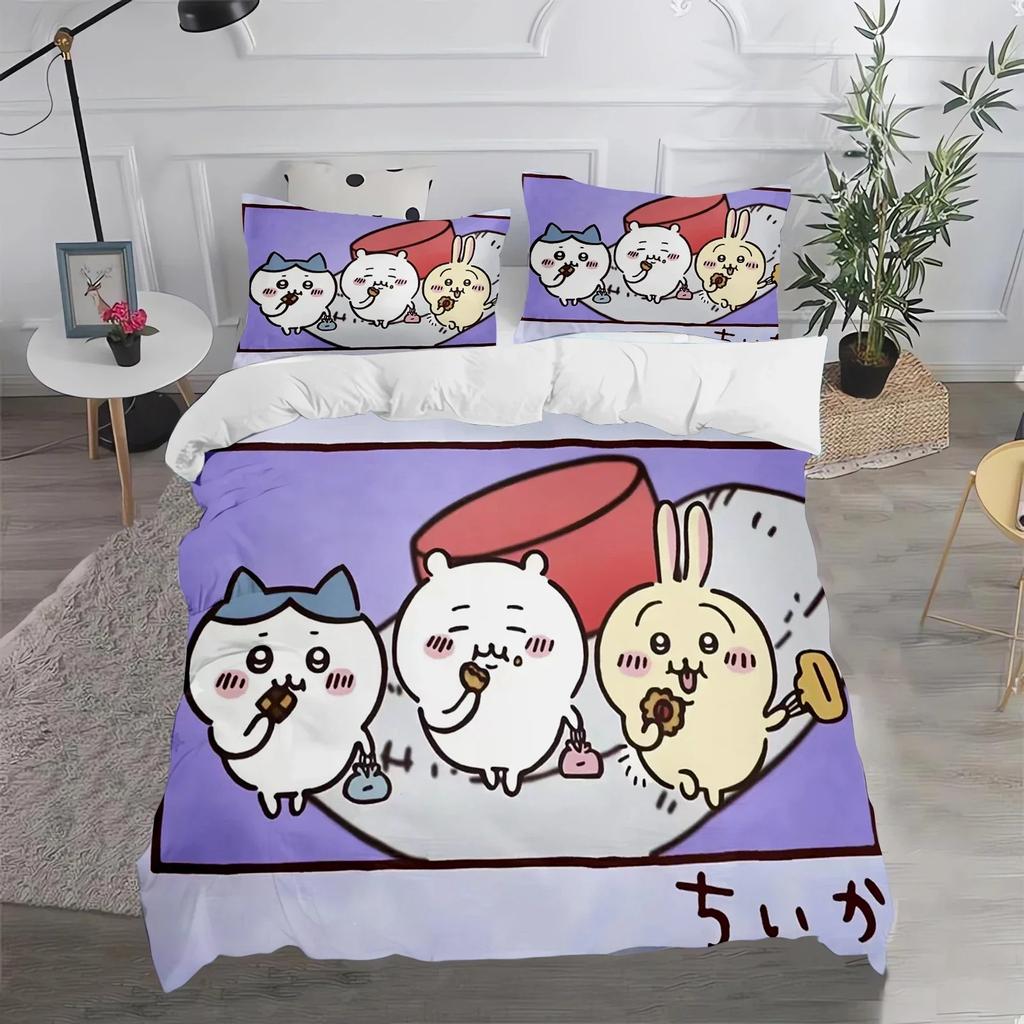Ensemble Housse de Couette Confortable en Polyester Motif Dessin Animé Avec Housse de Couette et Taies d'Oreiller Tailles King Queen Twin Pour Garçons Filles et Enfants