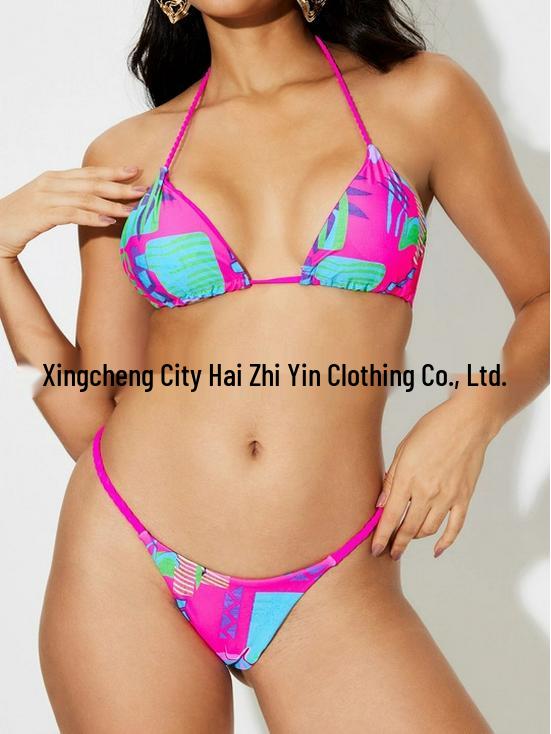 European & American New Braided Triangle Thong Bikini Set