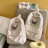 Schoolbag new strip velvet backpack light and casual middle school college student schoolbag fashion bow sweet campus backpack