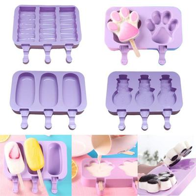 Molde de Sorvete Desenho Animado Fofo Molde de Picolé de Silicone Reutilizável Sem BPA Molde de Picolé com Tampas Congelador de Cubos de Gelo Molde de Picolé