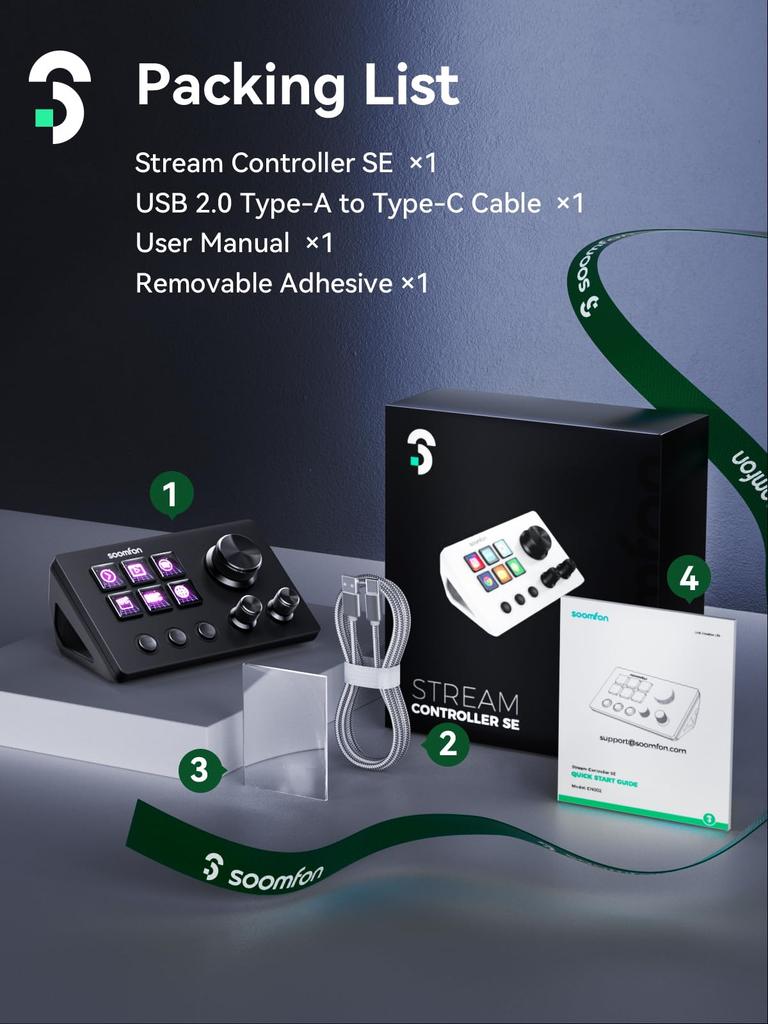 SOOMFON Stream Controller SE Stream Control Deck with 6 Customizable LCD Macro Keys for Triggering Actions on and for Content Streaming and PC Mac