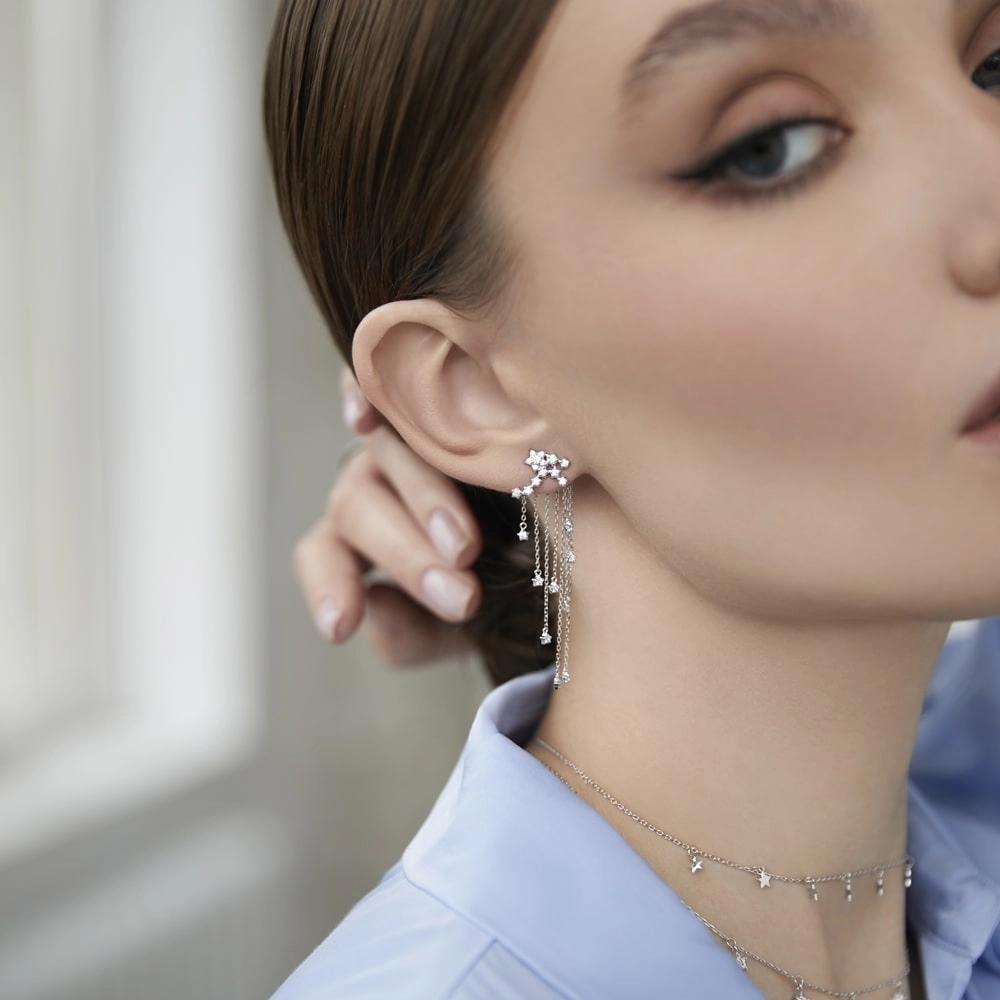 ANDYWEN 925 Sterlingsilber Sternenfall Jacken Ohrringe Hängekette Zirkon CZ Marke Feiner Schmuck 2023 Hochzeit Kristall Luxusschmuck