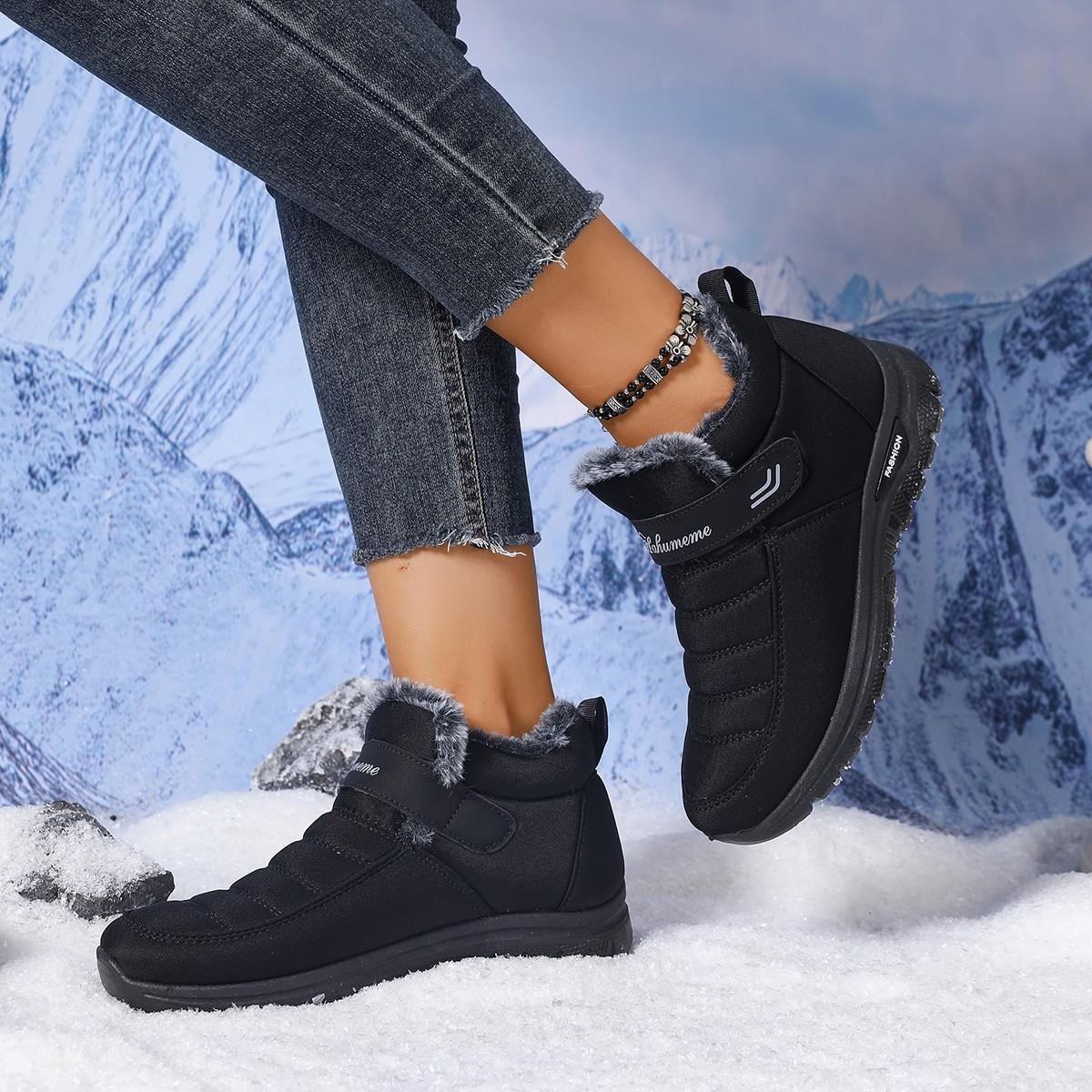 

Зимние женские сноубутсы Модные с круглым носком на среднем каблуке больших размеров Кроссовки для пар Повседневные удобные женские ботинки 36