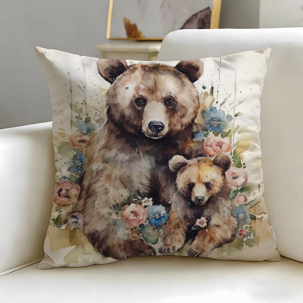 classic art theme Honey Bear Painting Cushion Cover Soft EasyWash Pillow Case Versatile for Couch Bed Travel and Office