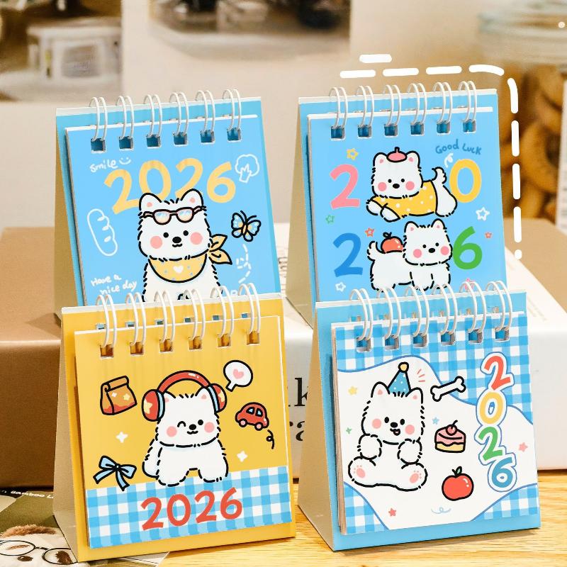 2026 Year Simple Ins Small Desk Calendar Cute Cartoon Dog Calendar Portable Pocket Calendar Schedule Desktop Decoration Gifts