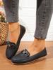 Women's Plus Size Casual Spring 2025 Soft Sole Loafers - Metal Detail, Flat Bottom, Lazy Bean Style