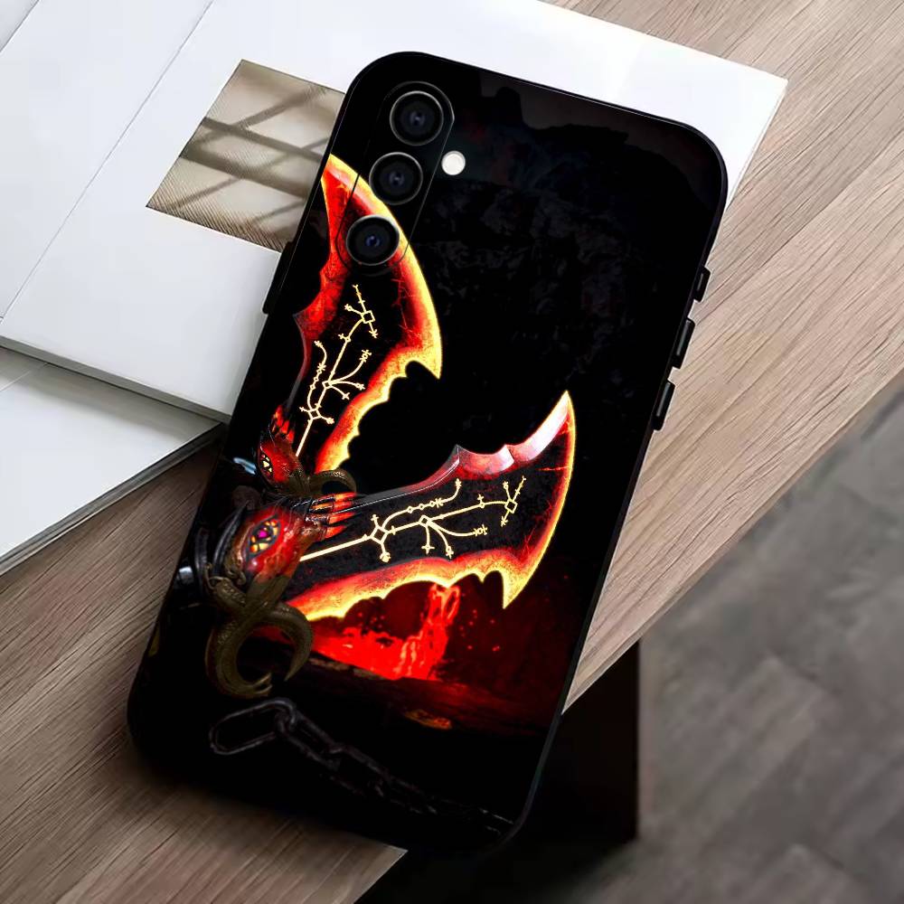 

Game God of W-War Kratos Phone Case Black Silicone Soft For Samsung Galaxy A73,A72,A71,A70,A53,A52,A51 Samsung a21s