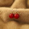 Meilade French Luxury Red Zirconia Beaded Stud Earrings - Elegant and Versatile Ear Accessories