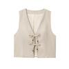 European and American style, new women's clothing, beaded linen blended vest, blended casual shorts