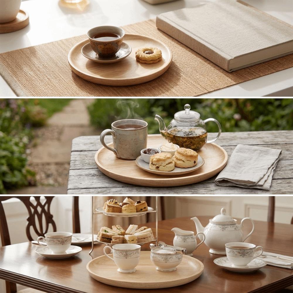 Wooden Serving Tray Flat Fruit Tray Easy Clean Barbecue Plate Fruit Placement 10.5cm