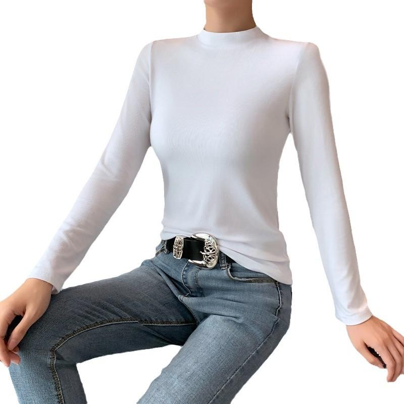 Rollkragen-Unterhemd für Damen, neu für Frühling, Herbst und Winter, innenliegend, figurbetont, langärmelig, dünnes Oberteil