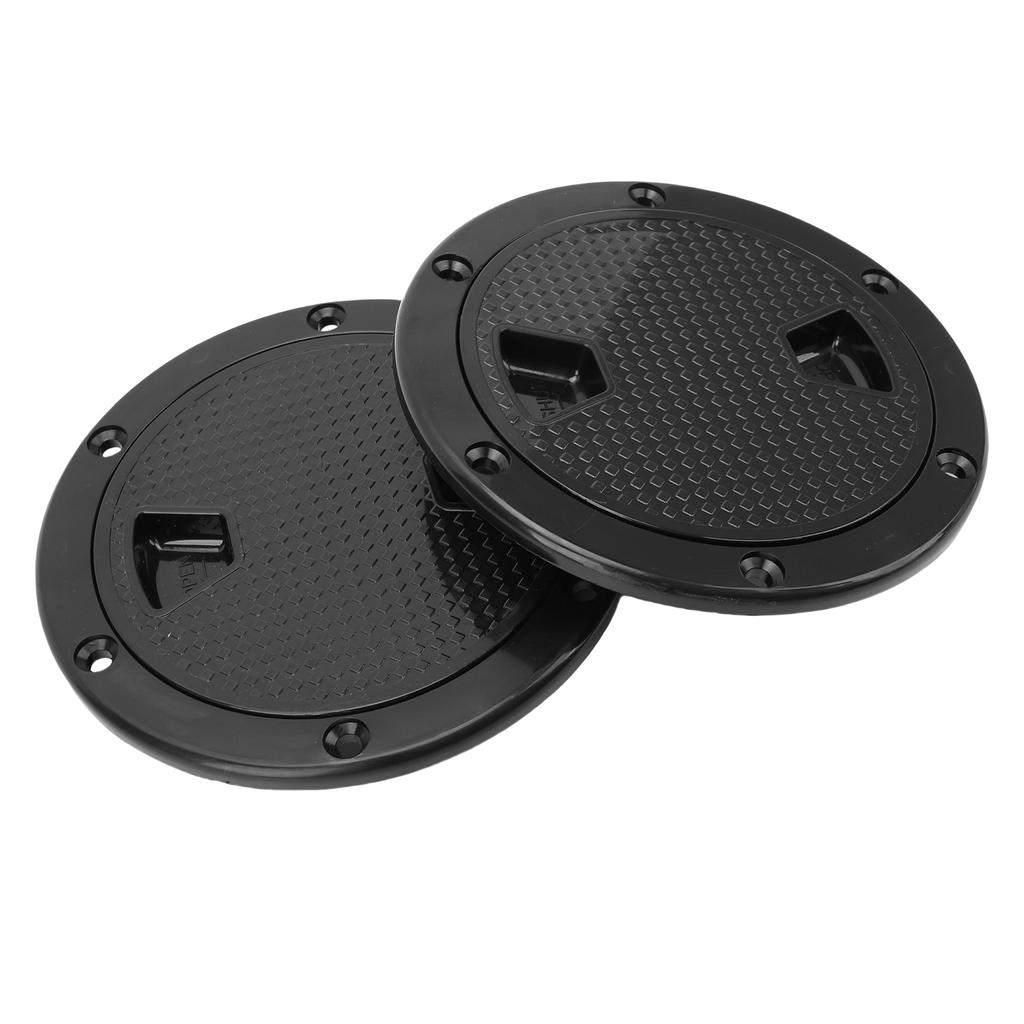2PCS Boat Deck Plates Non Slip Round Shape Thickened Rubber Inspection Deck Plate with Detachable Cover