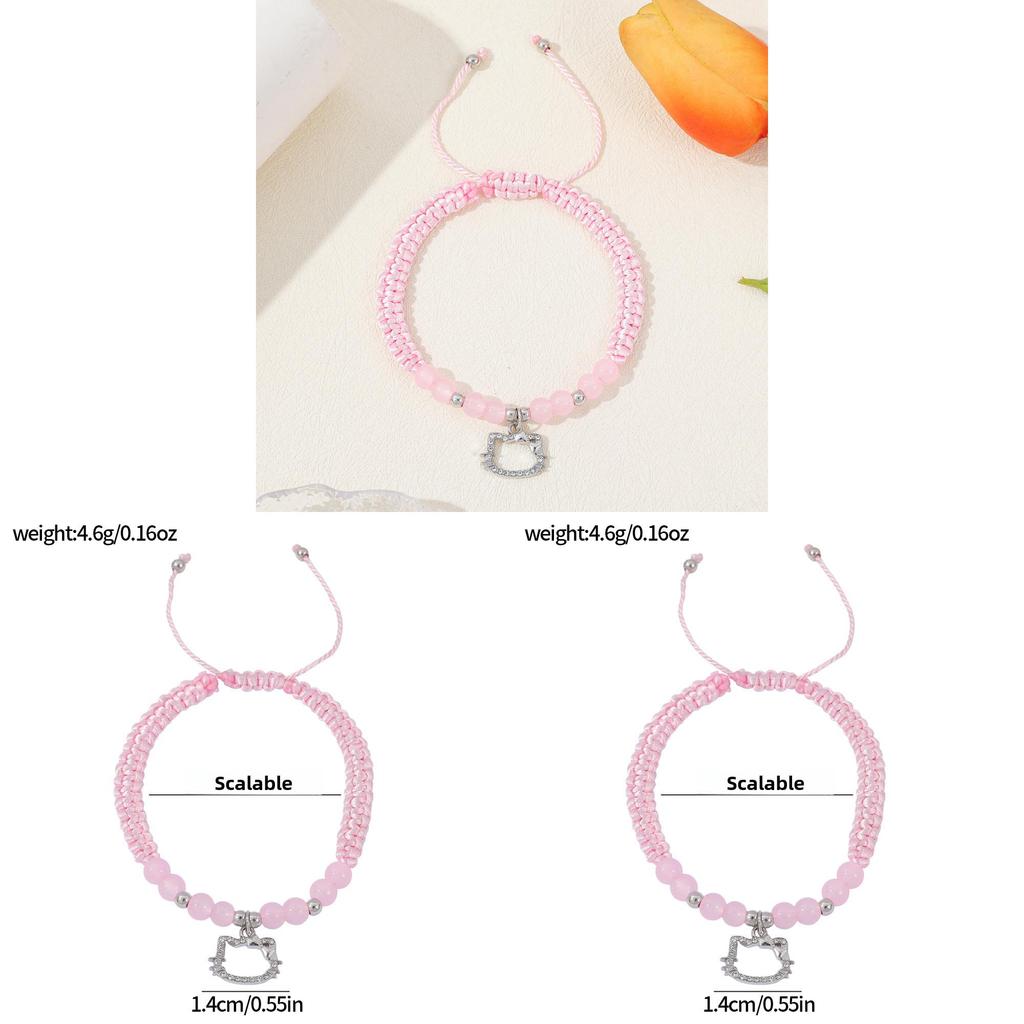 Hello Kitty Herzförmiges Kristallperlenarmband mit Magnetverschluss für Damen Freundschaftsschmuck