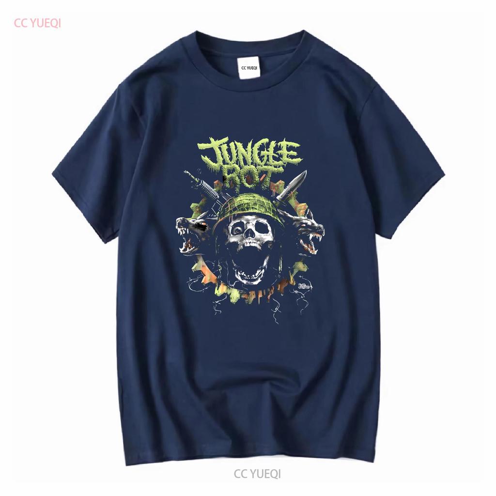 Jungle Rot Band Music Tour Black  Cotton T Shirt Vintage Washed Stretched Fashion Stylish Streetwear Casual Comfortable Unisex
