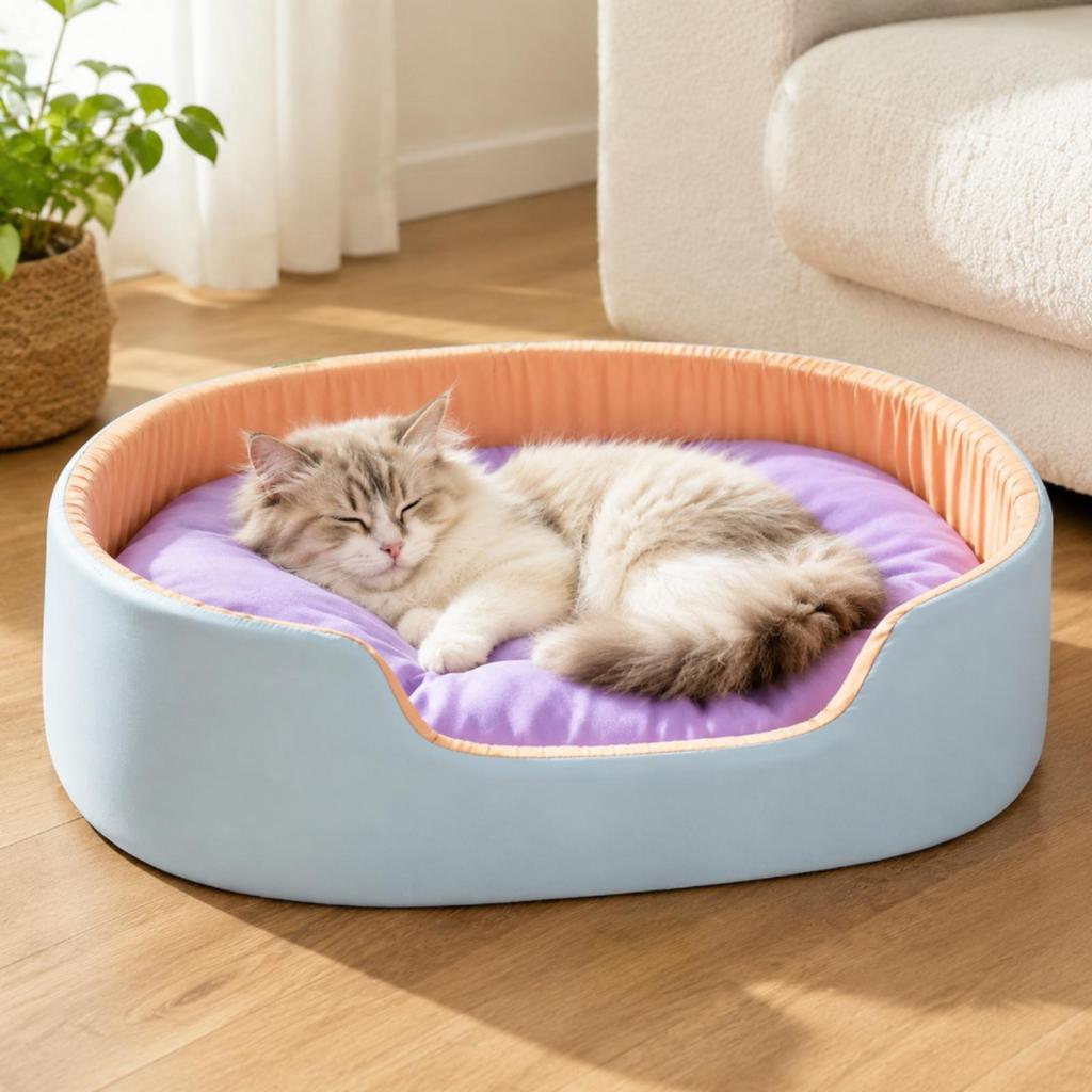 Pet Bed with Removable Pad Soft Semi-Enclosed Nest Calming for Dogs