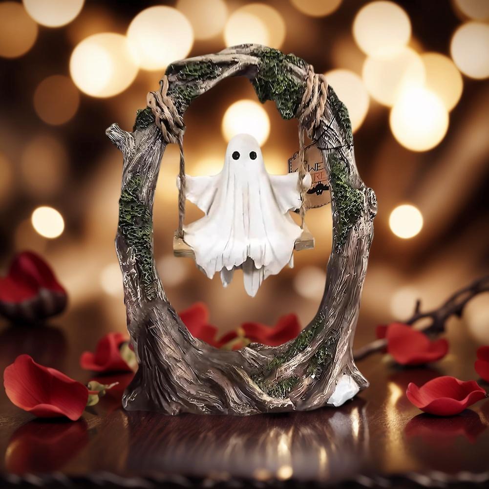 Halloween Ghost Tree Swing Decor Swinging Ghost Ornament Ghost on Tree Swing Statue Lovely Ghost Decorations Indoor Spooky Decor China Mainland